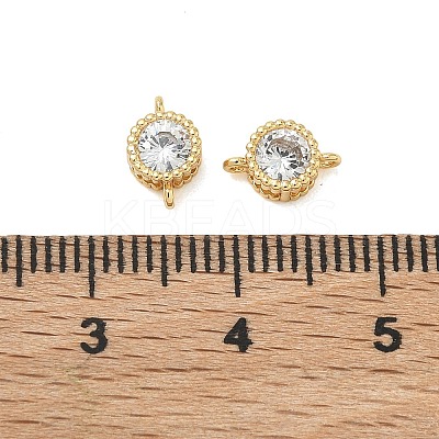 SHEGRACE Brass Pave Clear Cubic Zirconia Flat Round Connector Charms XGRQ3D730-500G-1