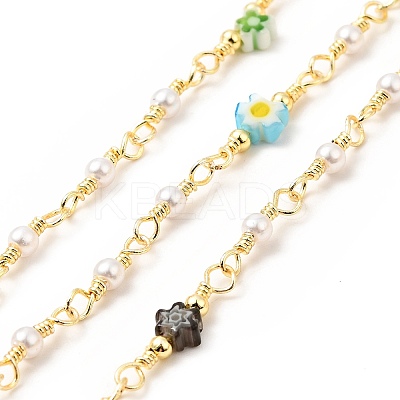 Glass Pearl & Flower Beaded Chains CHC-CJ0001-69-1