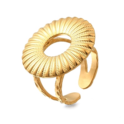 304 Stainless Steel Open Cuff Ring for Women RJEW-A053-06G-02-1