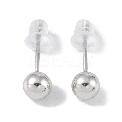 Anti-Tarnish Rhodium Plated Round 999 Fine Silver Stud Earrings for Women LS-EJEW-S215-17P-1
