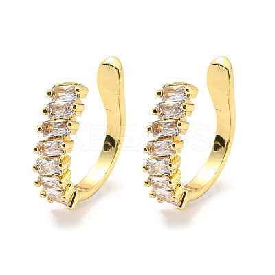 Clear Cubic Zirconia Cuff Earrings EJEW-G295-13G-1