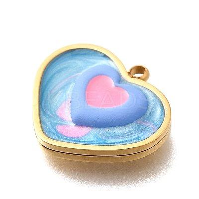 304 Stainless Steel Enamel Pendants STAS-Q347-01G-C-1