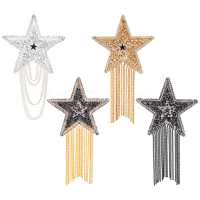 4 Pcs 4 Style Sparkling Rhinestone Iron on Patches DIY-GF0005-21-1