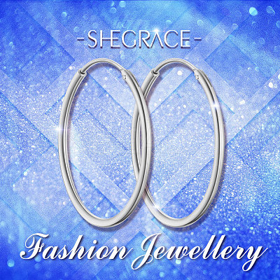 Rhodium Plated 925 Sterling Silver Hoop Earrings JE670A-02-1