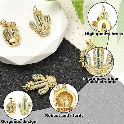 4Pcs 2 Style Rack Plating Brass Micro Pave Cubic Zirconia Pendants KK-CJ0002-76-1