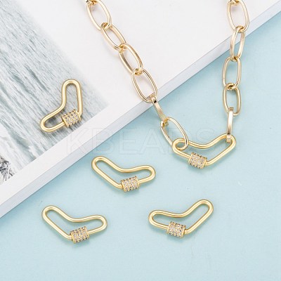 Brass Micro Pave Cubic Zirconia Screw Carabiner Lock Charms ZIRC-G160-60G-1