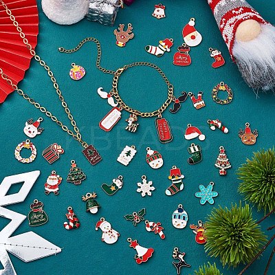 40Pcs Christmas Alloy Enamel Pendants JX268A-1