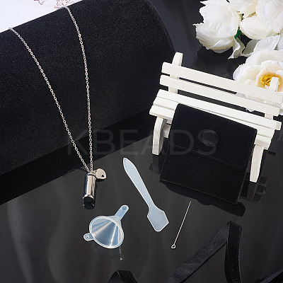 1Pc Openable Column 304 Stainless Steel Memorial Urn Ashes Pendant Necklace Set NJEW-TA0001-18-1