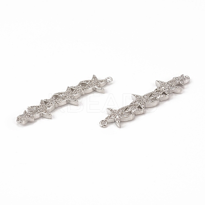Brass Micro Pave Clear Cubic Zirconia Connector Charms KK-E068-VB074-1