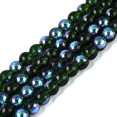 Transparent Electroplate Glass Beads Strands EGLA-Q132-6MM-01A-21-1