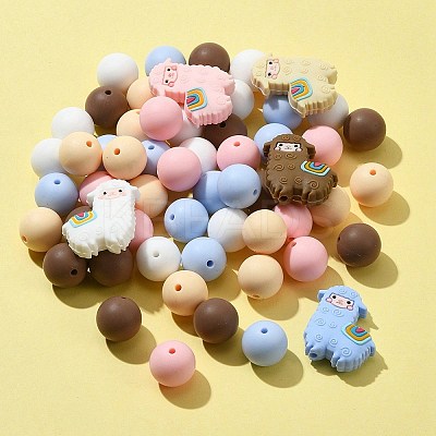 Silicone Focal Beads Alpaca/Round SIL-FS0001-13-1