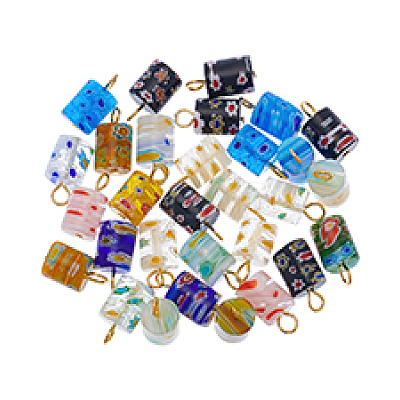 30Pcs Millefiori Glass Pendants PALLOY-PH01834-1