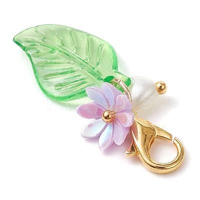 Leaf Acrylic & Flower Resin Pendant Decorations HJEW-JM02778-1