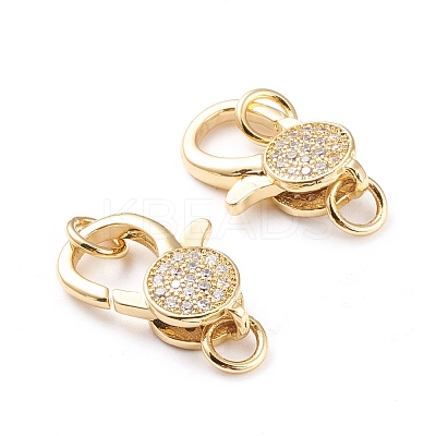 Brass Micro Pave Clear Cubic Zirconia Lobster Claw Clasps ZIRC-I043-30A-G-02-1