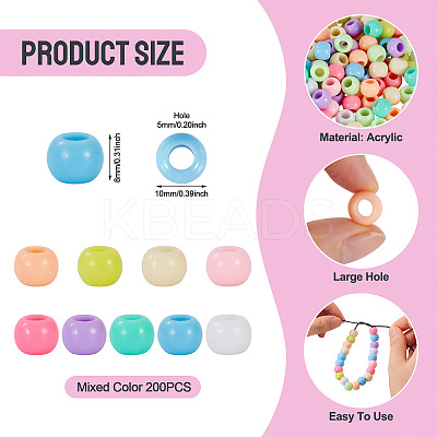 200Pcs Opaque Acrylic European Beads SACR-TA0001-58-1