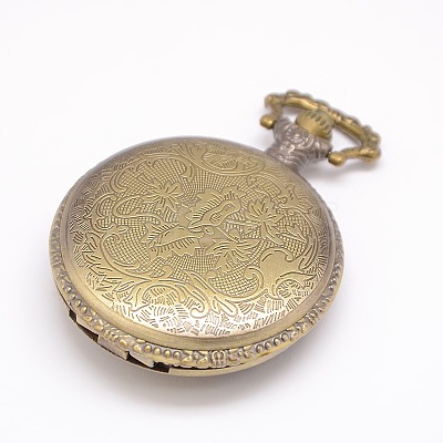 Vintage Flat Round Carved Dragon Alloy Quartz Watch Heads Pendants for Pocket Watch Necklace Making WACH-M109-21-1