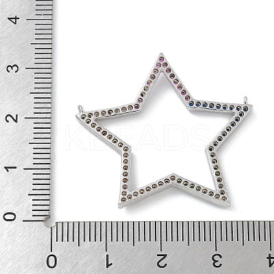 Rack Plating Brass Micro Pave Cubic Zirconia Connector Charms KK-G515-42P-02-1