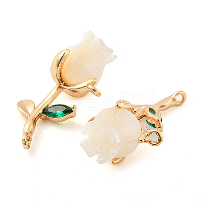 Natural Freshwater Shell Brass Pendants KK-Q806-05G-1