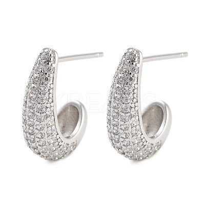 Rack Plating Teardrop Brass Stud Earrings EJEW-N055-25A-P-RS-1