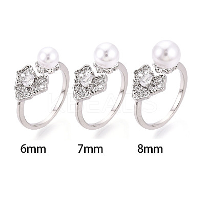 Leaf Brass Micro Pave Clear Cubic Zirconia Cuff Ring Settings KK-T076-34P-1