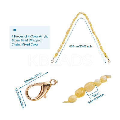 4Pcs 4 Colors Acrylic Beads Bag Strap FIND-GN0001-06-1