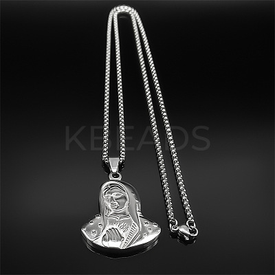 Virgin 201 Stainless Steel Pendant Necklaces for Men Women NJEW-K283-17P-1
