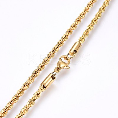 Ion Plating(IP) 304 Stainless Steel Rope Chain Necklaces NJEW-F226-03G-06-1
