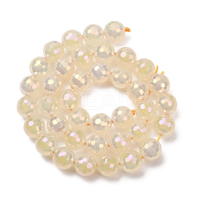 Electroplated Natural Agate Beads Strands G-B191-A07-10mm-02-1