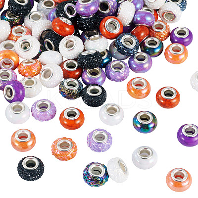 120Pcs 12 Colors Opaque Resin European Beads RESI-TA0004-80-1