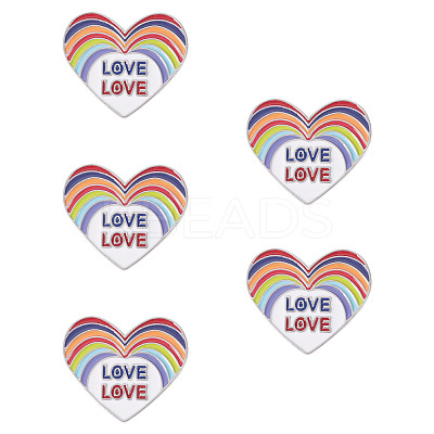 5Pcs Heart with Word Love Pride Month Enamel Pins JEWB-TA0001-27-1