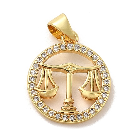 Zodiac Theme Brass Micro Pave Cubic Zirconia Pendants KK-M273-05I-G-1