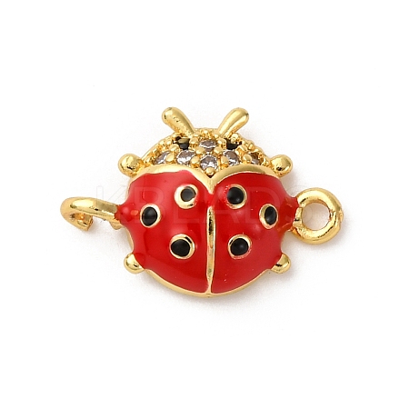 Brass Micro Pave Clear Cubic Zirconia Connector Charms KK-I276-12G-02-1