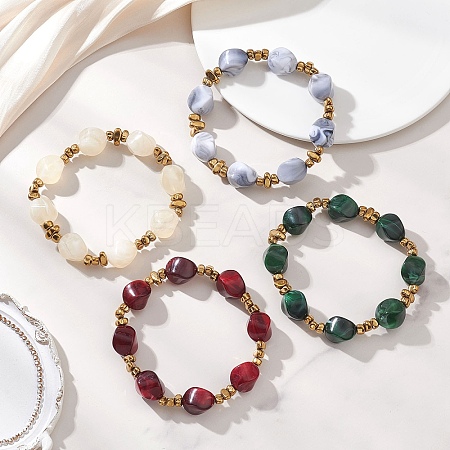 Acrylic Imitation Gemstone Beads Stretch Bracelets for Women BJEW-JB13273-1