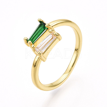 Brass Micro Pave Cubic Zirconia Cuff Rings for Women KK-T070-111-1