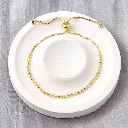 Brass Round Beads Slider Bracelets for Women BJEW-D317-13B-G-1