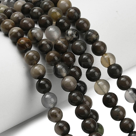 Natural Volcanic Agate Beads Strands G-G305-A01-6mm-1