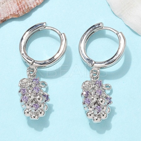 Brass Cubic Zirconia Hoop Earrings EJEW-Q015-02P-D-1