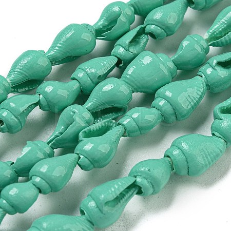 Spray Painted Natural Spiral Shell Beads Strands X1-BSHE-G039-08B-1