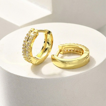 Brass Clear Cubic Zirconia Hoop Earrings LS-EJEW-M047-20G-1