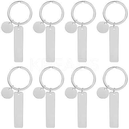 20Pcs 201 Stainless Steel Blank Pendant Keychain KEYC-SC0001-62C-1