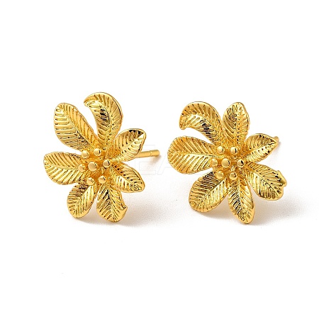 Rack Plating Brass Flower Stud Earrings for Women EJEW-F288-17G-1