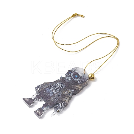 Acrylic Halloween Style Big Pendants with Brass Bell and Nylon Cord SACR-O003-01E-1