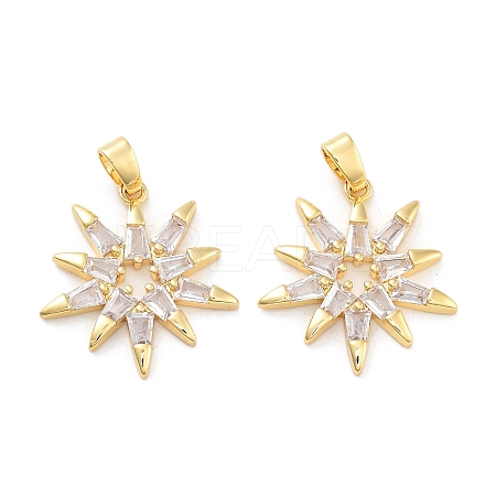 Rack Plating Brass Micro Pave Clear Cubic Zirconia Pendants KK-C063-04G-1