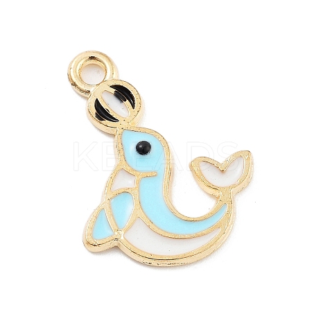 Light Gold Plated Alloy Enamel Pendants ENAM-M219-11KCG-01-1