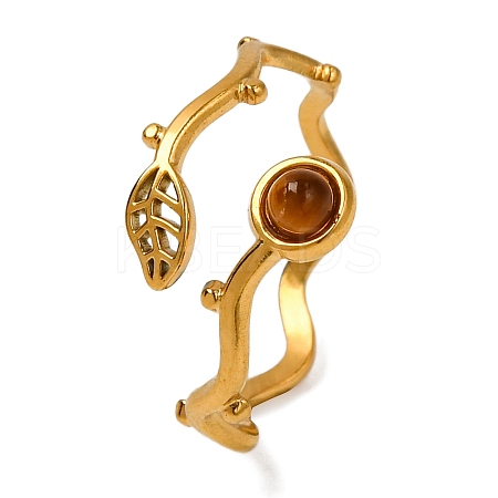 Natural Tiger Eye Finger Rings RJEW-Q822-36G-01-1