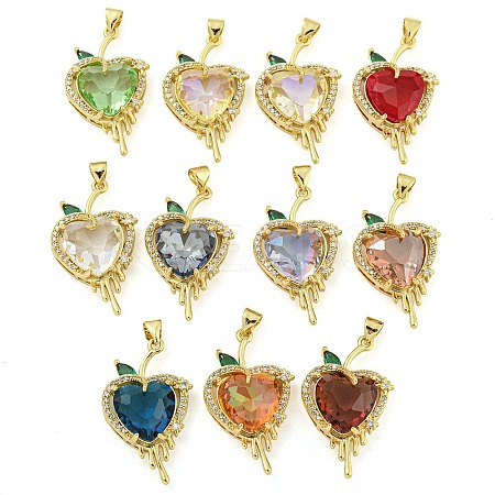 Rack Plating Brass Micro Pave Clear Cubic Zirconia Pendants ZIRC-L100-162G-1
