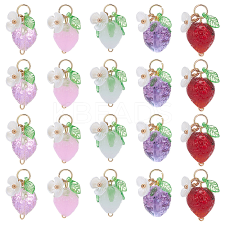 10Pcs 5 Colors Glass & Acrylic & Resin Pendants PALLOY-AR00014-1