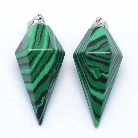 Synthetic Malachite Pointed Pendants KK-E757-F-19P-1