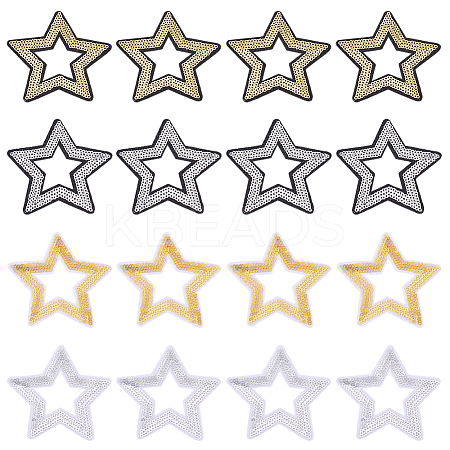 16Pcs 4 Colors Polyester and Plastic Embroidery Lace Appliques DIY-GA0007-40-1