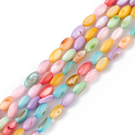 Natural Freshwater Shell Dyed Beads Strands X-SHEL-M018-13-12-1